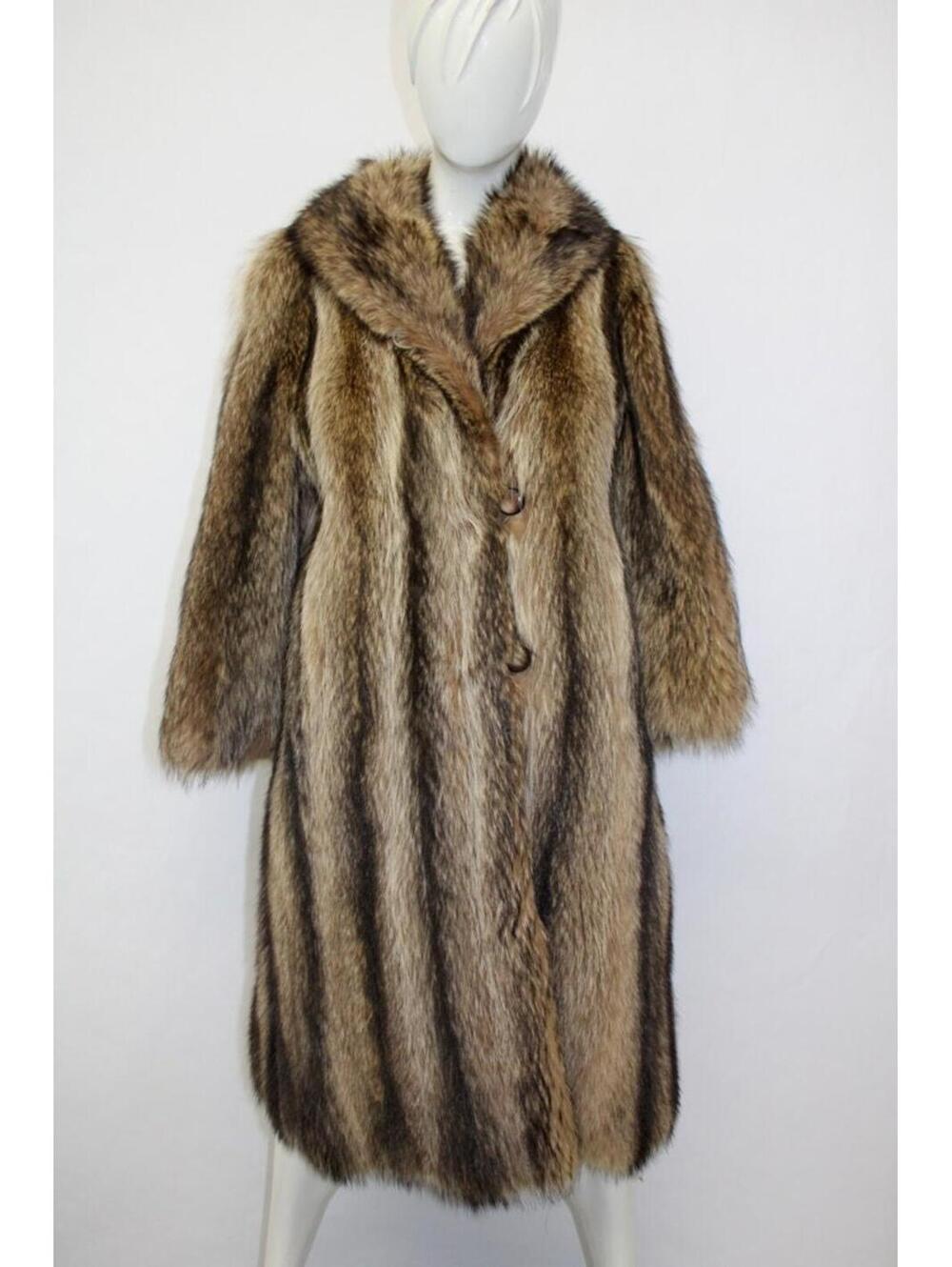 Excellent Natural Raccoon Racoon Fur Coat Jacket Women Woman Size 4 Small